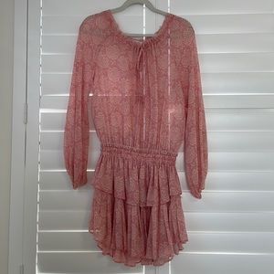 Beautiful LoveShackFancy 100% SILK Floral Print Mini Dress. Very Sweet n Demure!